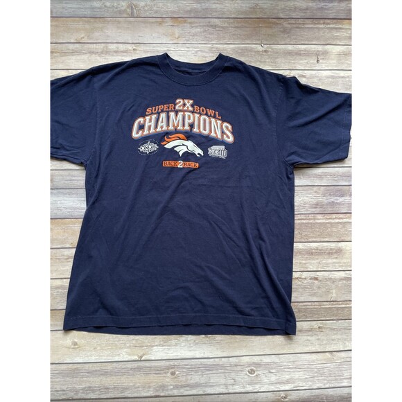 Vintage Denver Broncos Back to Back Super Bowl Champions 1999 Shirt Large reebok - Picture 1 of 7